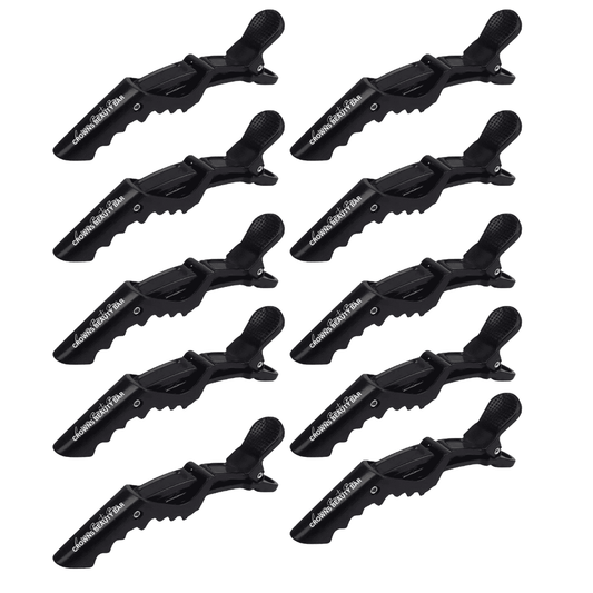 Crowns Beauty bar black alligator grip hair clips for hair sectioning while hair styling, doing your makeup and skincare routine.